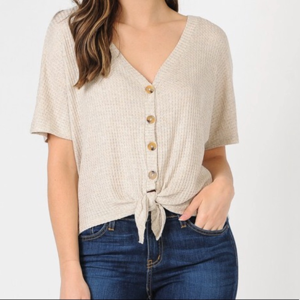 NWT Waffle Short Sleeve Top - Picture 1 of 5